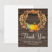 Rustic Wood Herbstlaubs Pumpkin Danke Karte (Vorne/Hinten)