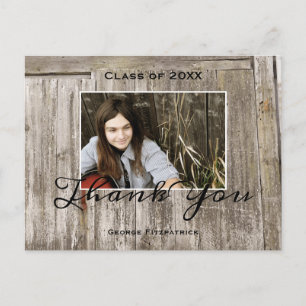 Rustic Wood High School Abschluss Vielen Dank Postkarte