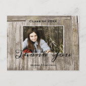 Rustic Wood High School Abschluss Vielen Dank Postkarte (Vorderseite)