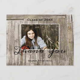 Rustic Wood High School Abschluss Vielen Dank Postkarte