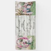 Rustic Wood Hochzeitsbild Foto Willkommen Banner (Vertikal)