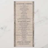 Rustic Wood Horseshoes Burlap Lace Wedding Program Programm (Rückseite)