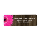 Rustic Wood Hot Pink Gerber Daisy Address Labels (Vorne)