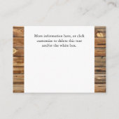 Rustic Wood Hotel Unterkunftskarten Begleitkarte (Rückseite)