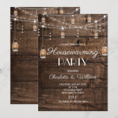 Rustic Wood Housewarming Party Einladung (Vorne/Hinten)