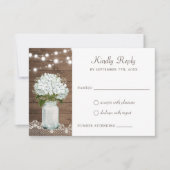 Rustic Wood Hydrangea Mason Jar Lace Gipskraut Einladung (Vorderseite)