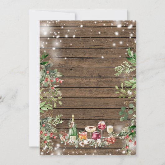 Rustic Wood Jingle & Mingle Weihnachtsessen Party Einladung (Rückseite)