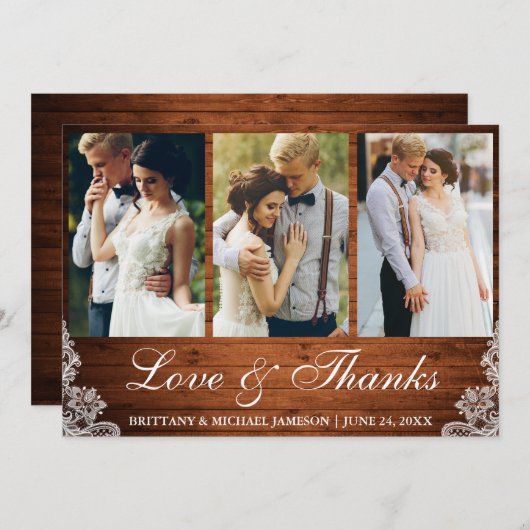 Rustic Wood Lace 3 Foto Liebe und Danke (Vorne/Hinten)