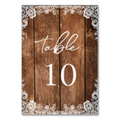 Rustic Wood Lace Barn Wedding Tischnummer (Rückseite)