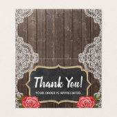 Rustic Wood & Lace Floral Chalkboard Vielen Dank (Außenseite Aufgefaltet)