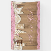 Rustic Wood Lace Girl Babydusche Banner (Vertikal)