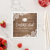 Rustic Wood Lace Glückwunschs Grad Graduation Part Serviette (Beispiel)