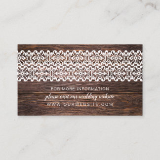 Rustic Wood + Lace Hochzeit Website info card Begleitkarte