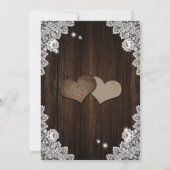 Rustic Wood Lace Purple and Blue Floral Wedding Einladung (Rückseite)