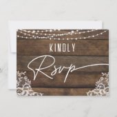 Rustic Wood Lace Wedding RSVP Save The Date (Vorderseite)