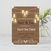Rustic Wood Lantern Boho Wedding Save The Date (Stehend Vorderseite)