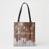 Rustic Wood Lanterns Bridesmaid Trendy Monogram Tasche (Vorderseite)