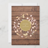 Rustic Wood Laurel Garland Gold Wedding Einladung (Rückseite)