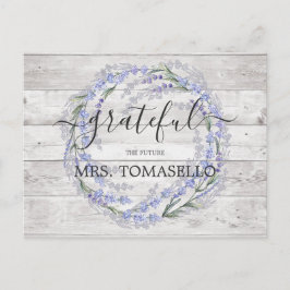 Rustic Wood Lavender Brautparty Vielen Dank Postkarte