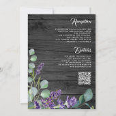 Rustic Wood Lavender Eucalyptus QR Code Wedding Einladung (Rückseite)