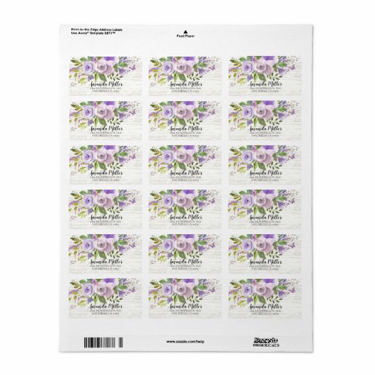 Rustic Wood Lavender Lila Rücksendeadresse Adressaufkleber (Vorne)