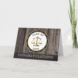 Rustic Wood Law Lawyer Graduation Congratulations Karte