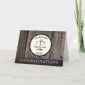 Rustic Wood Law Lawyer Graduation Congratulations Karte (Vorderseite)