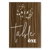 Rustic Wood Leaf Wreath Wedding Tischnummer (Vorderseite)