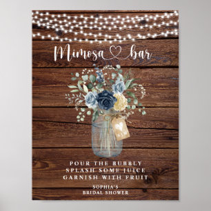 Rustic Wood Lichterkette Mason Jar Mimosa-Bar Poster
