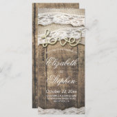 Rustic Wood Liebe Rope Burlap Lace Wedding Program Programm (Vorne/Hinten)