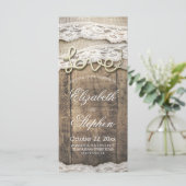 Rustic Wood Liebe Rope Burlap Lace Wedding Program Programm (Stehend Vorderseite)