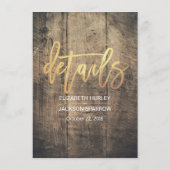 Rustic Wood Liebe Rope Wedding Informationen Begleitkarte (Rückseite)