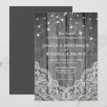 Rustic Wood Light Lace B&W Wedding