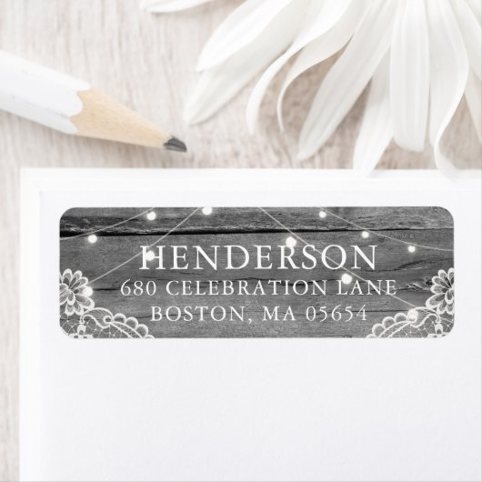 Rustic Wood Light Lace Wedding Address (Insitu)