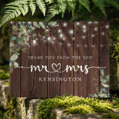 Rustic Wood Lights Eucalyptus New Mr. Mrs. Postkarte