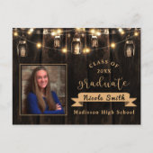 Rustic Wood Lights Foto Abschluss Ankündigung Postkarte (Vorderseite)