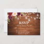 Rustic Wood Lights Jars Floral Wedding RSVP (Vorderseite)