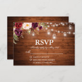 Rustic Wood Lights Jars Floral Wedding RSVP (Vorne/Hinten)