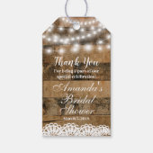 Rustic Wood Lights Lace Brautparty Vielen Dank Geschenkanhänger (Vorderseite)