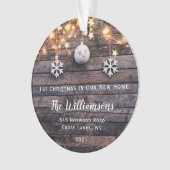 Rustic Wood Lights Stars Neues Zuhause-Foto Ornament (Vorderseite)