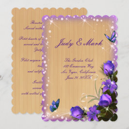 Rustic Wood Lila Floral Wedding Card Einladung