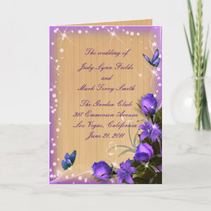 Rustic Wood Lila Floral Wedding Card Karte
