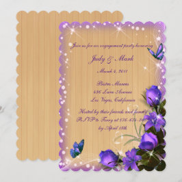 Rustic Wood Lila Floral Wedding Party Einladung