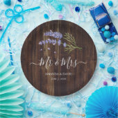 Rustic Wood Lila Lavender Mr. and Mrs. Wedding Pappteller (Party)