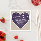 Rustic Wood Lila Mr. und Mrs. Wedding Serviette (Beispiel)