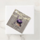 Rustic Wood Lila Pumpkin Candle Wedding Geschenkanhänger (Beispiel)