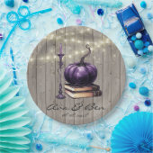 Rustic Wood Lila Pumpkin Wedding Pappteller (Party)