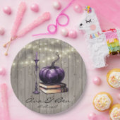 Rustic Wood Lila Pumpkin Wedding Pappteller (Party)