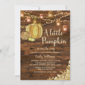 Rustic Wood Little Pumpkin Fall Baby Dusche Einladung (Vorderseite)