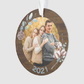 Rustic Wood Look Christmas Family Ornament (Vorderseite)